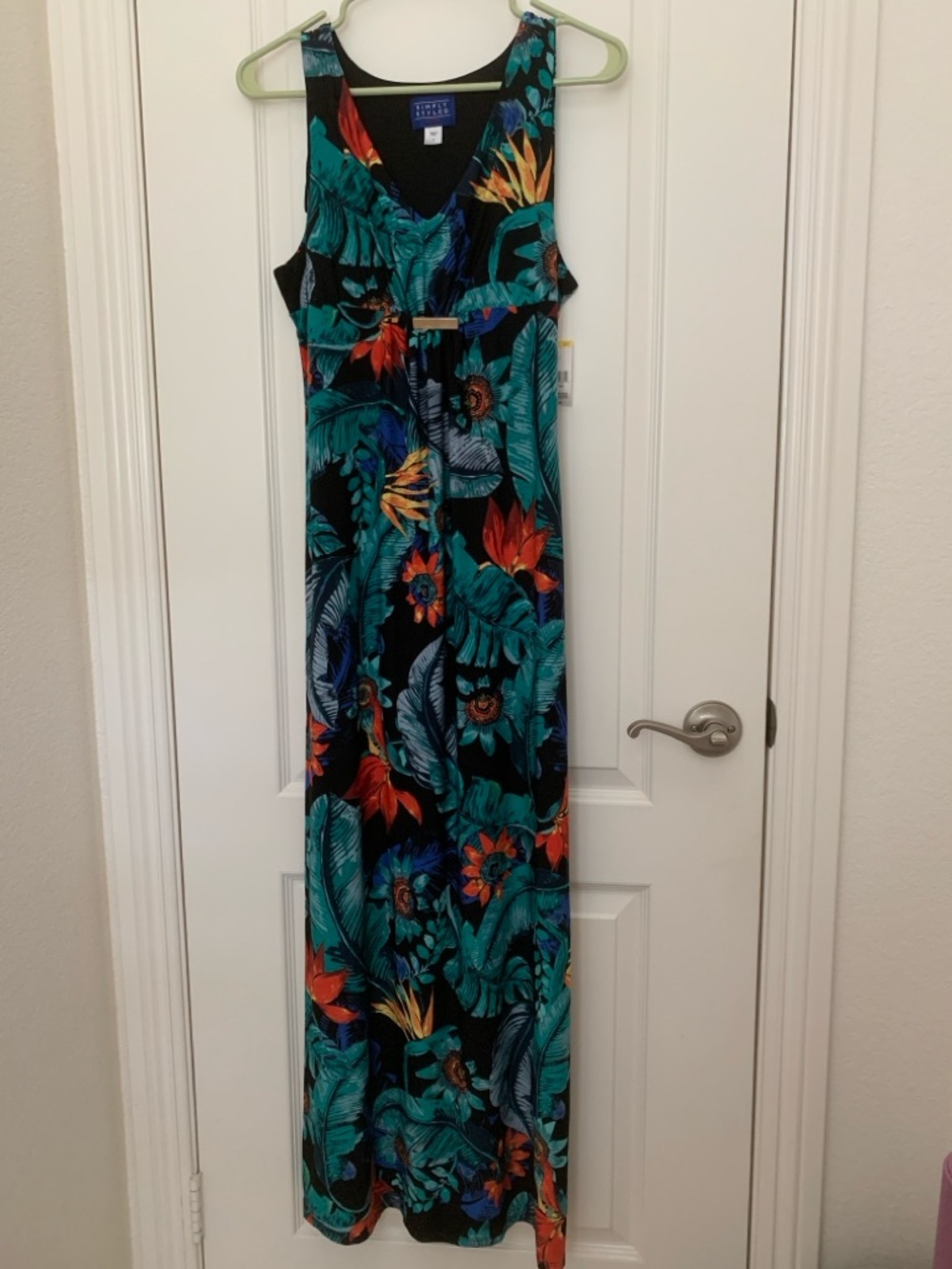NWT Simply Styled Tropical Floral Maxi Dress Size S Petite - Tie Back